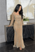 Reema Sequin Modest Square Neckline Long Sleeve Embellished Dress
