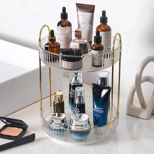 Rotating Makeup Organizer for Vanity, High-Capacity Skincare Storage Perfume Cosmetic Dresser Organizer Countertop 360 Spinning - MANDOTOS