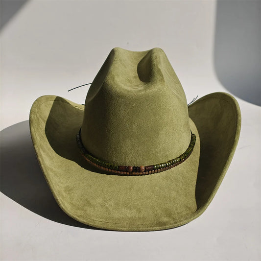 New Big Brim Cowgirl Cowboy Vegan Suede Hat Felt Fedora Hat for Women Men Classic and Fashionable All-match Hat sombrero vaquero