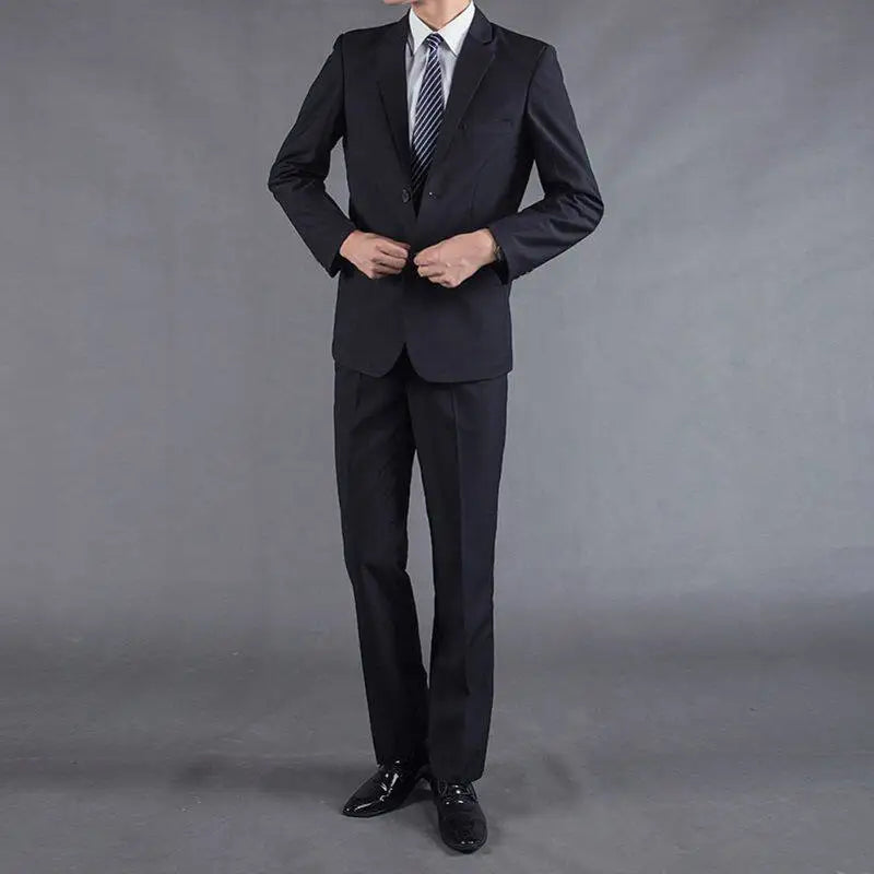 Casual Two-Piece Suit for Men Business Professional Youthful Style Cotton Spring Summer Autumn Wear Double-Cuffed Office Appr...