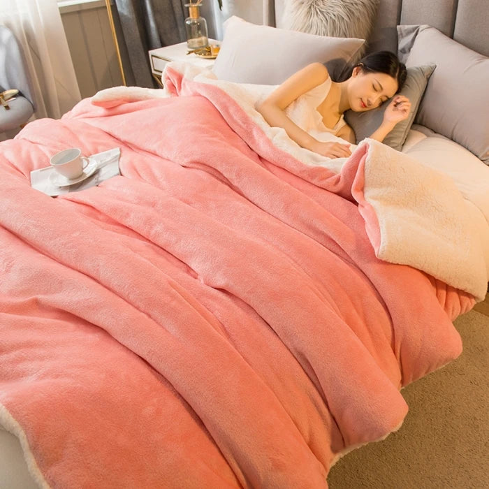 Cozy Luxe Wool Throw Blanket - Dual-Sided Warmth for Winter - MANDOTOS