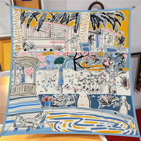 90x90cm New Design Horse Universe Printed Twill Silk Scarf Square Scarves Lady Wraps Kerchief Woman Neck Shawl Wraps