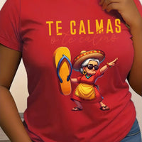 Mexican Mama Print T-Shirt for Women - Casual Short Sleeve Round Neck Polyester Knit Fabric Top H-Fit Regular Fit