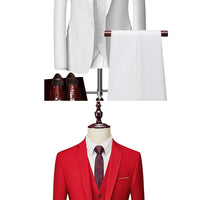M-6XL 15 Colors ( Jacket+Vest+Pants ) Formal Business Office Men's Suits Groom Wedding Dress Party Dress Solid color Suit
