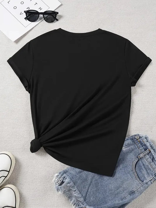 Summer European and American New Printed Round Neck Short Sleeved T-shirt Top  Women Clothing T Shirt Women Kawaii Clothes