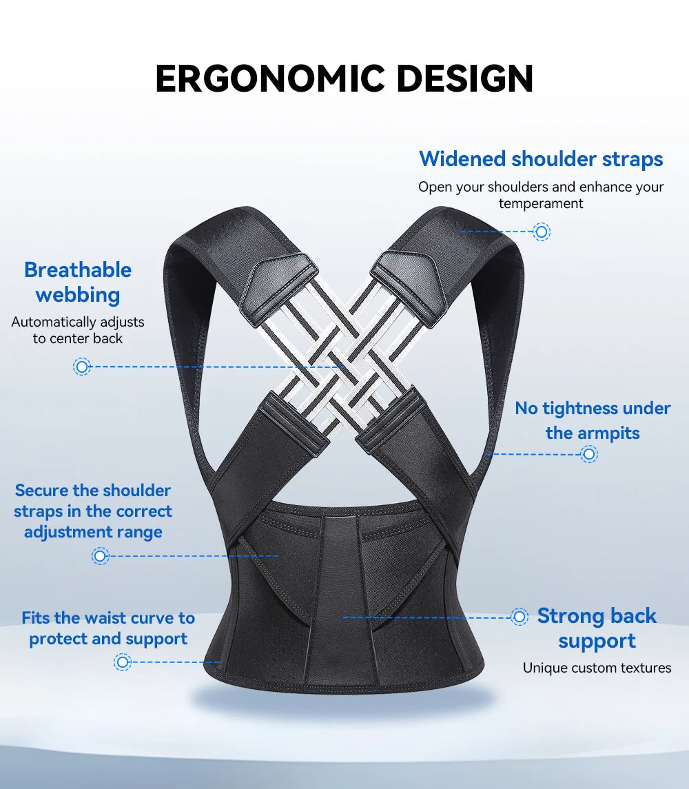 Dropshipping Stock Adjustable Back Posture Corrector Belt Women Men Prevent Slouching Relieve Pain Posture Corrector - MANDOTOS