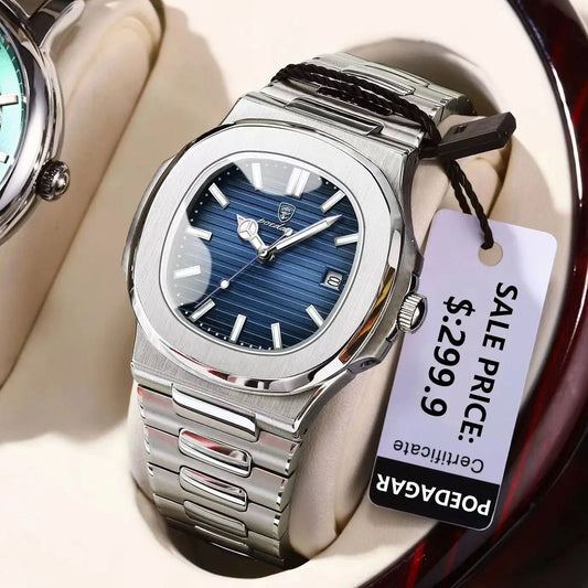 POEDAGAR Top Luxury Brand Man Watch Sports Waterproof Luminous Date Men Wristwatch Square Dial Quartz Men's Watches High Quality - MANDOTOS