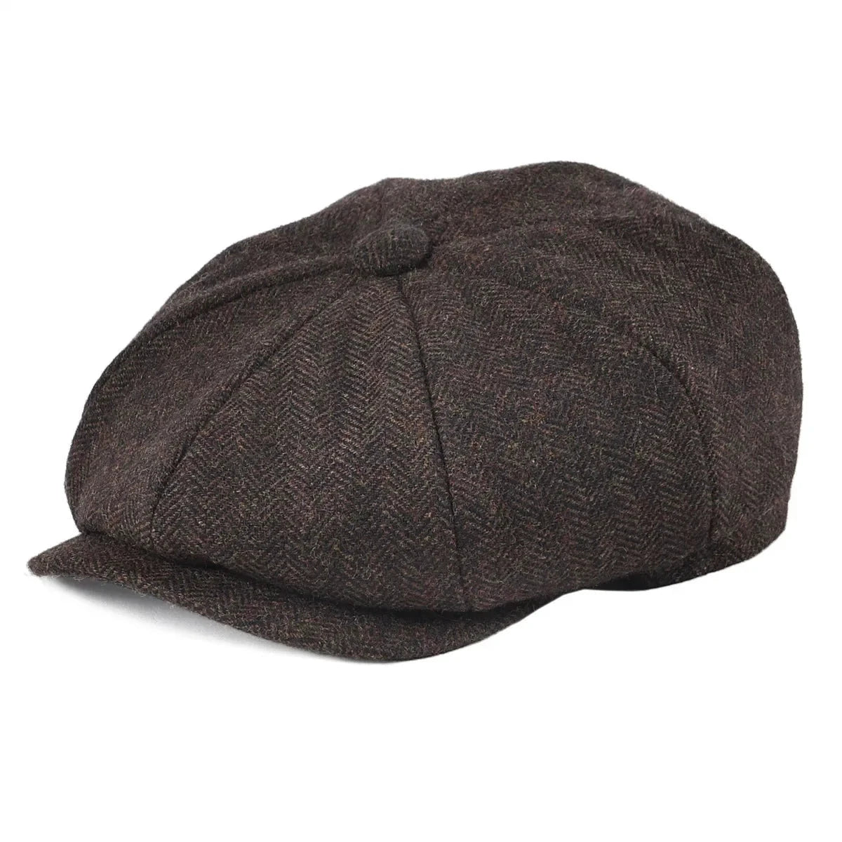 Wool Bleed Herringbone Tweed Newsboy Cap Men 8-Panel Cabbie Flat Caps Gatsby Driver Beret Hat MANDOTOS