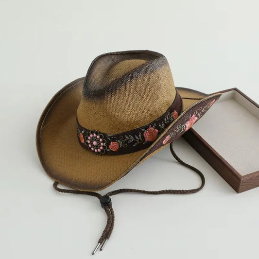 2026 Embroidery Horse Accessories Straw Cowboy Hat for Women Men – Western Sun Hat for Country Concert Rodeo and Cowgirl Hat