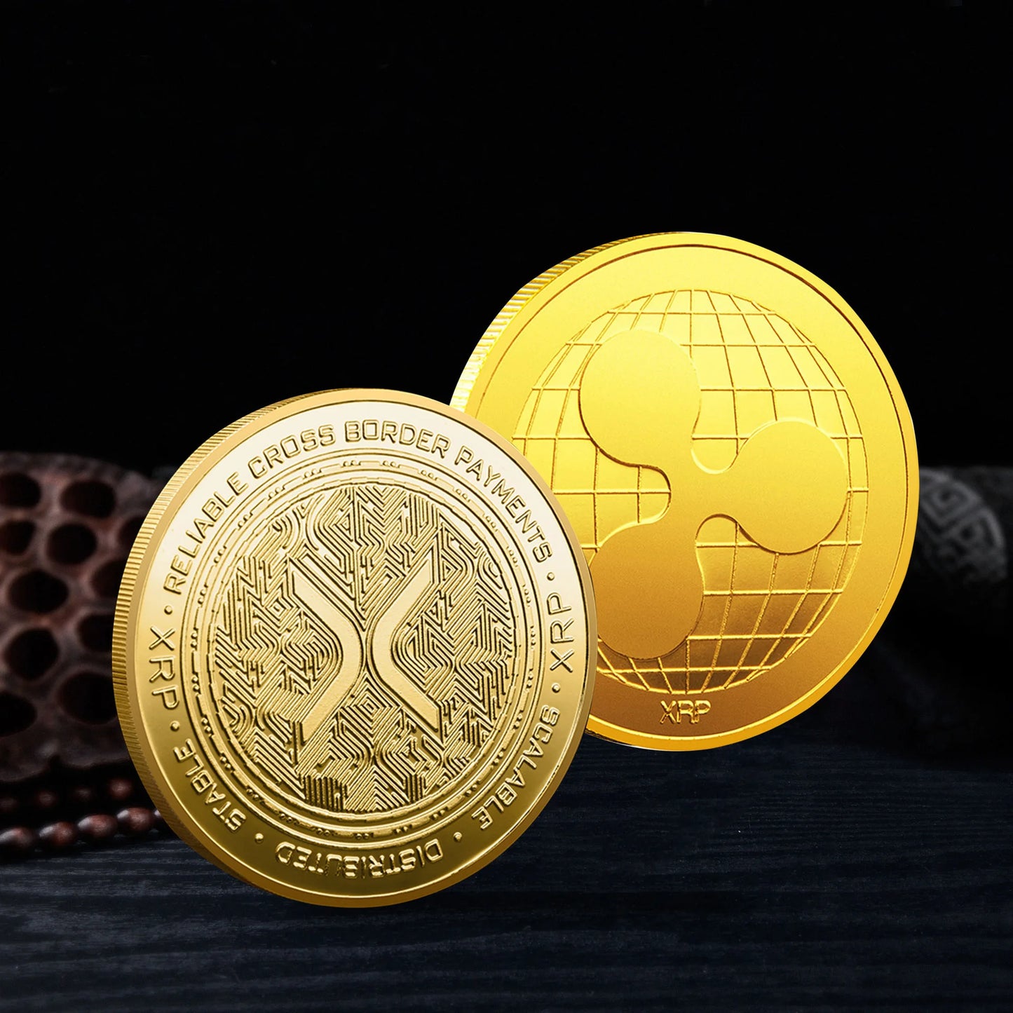 Bitcoin BTC ETH ADA XLM SHIB DOGE XRP SOL DOT LINK LTC UNI Coin Physical Metal Crypto Currency Coin Collection with Plastic Case