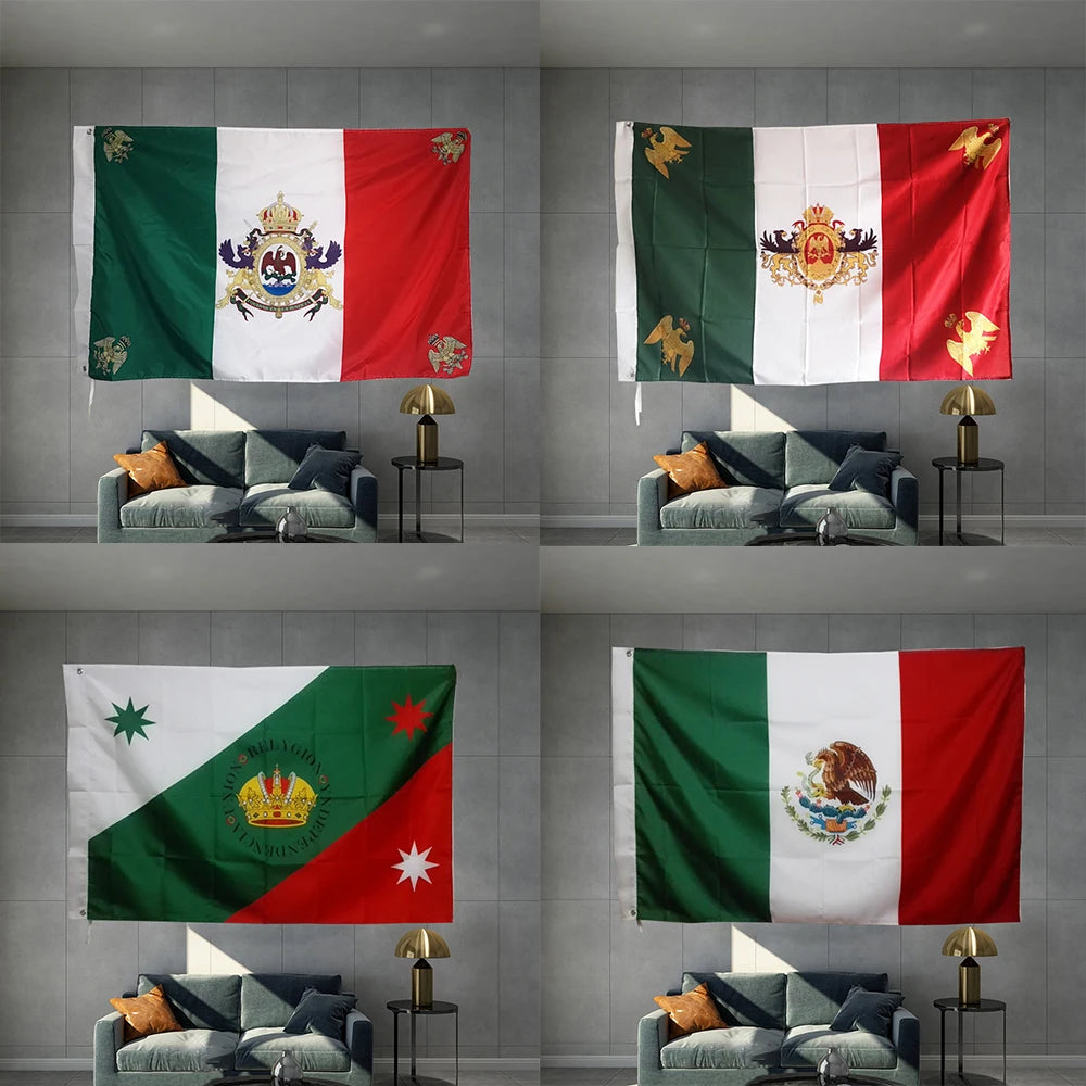 Mexican Flag of Mexico Historical Empire Banner Of Various Periods Design Outdoor Advertising Banner Decoration Party Graphic