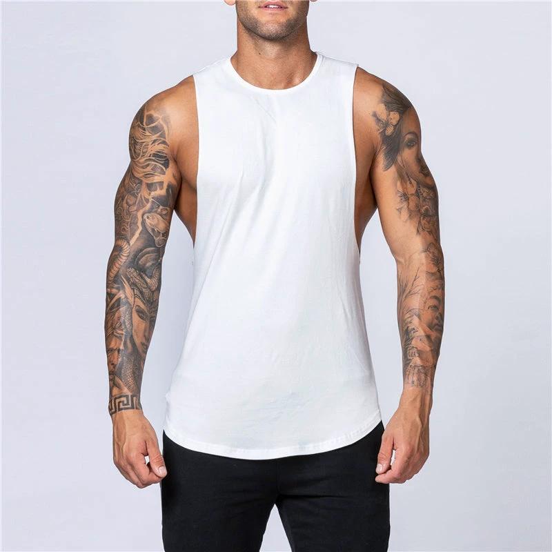 Men's Gym Clothing Summer Fitness Cotton Tank Top Men Jogging Bodybuilding Sleeveless Shirt Breathable O-Neck Casual Muscle Vest MANDOTOS