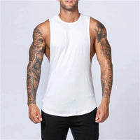 Men's Gym Clothing Summer Fitness Cotton Tank Top Men Jogging Bodybuilding Sleeveless Shirt Breathable O-Neck Casual Muscle Vest MANDOTOS