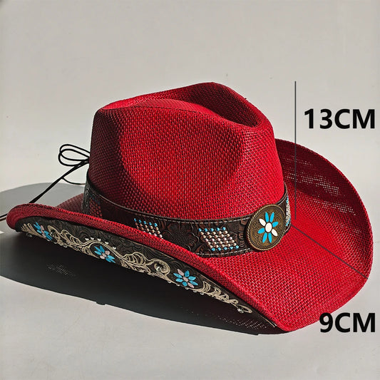 2026 Embroidery Horse Accessories Straw Cowboy Hat for Women Men – Western Sun Hat for Country Concert Rodeo and Cowgirl Hat