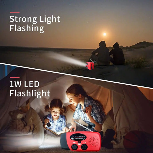 2000mAh Emergency Crank Weather Radio with LED Flashlight, Alertsync Portable AM/FM/NOAA Solar Radio with Phone Charger, SOS Ala - MANDOTOS