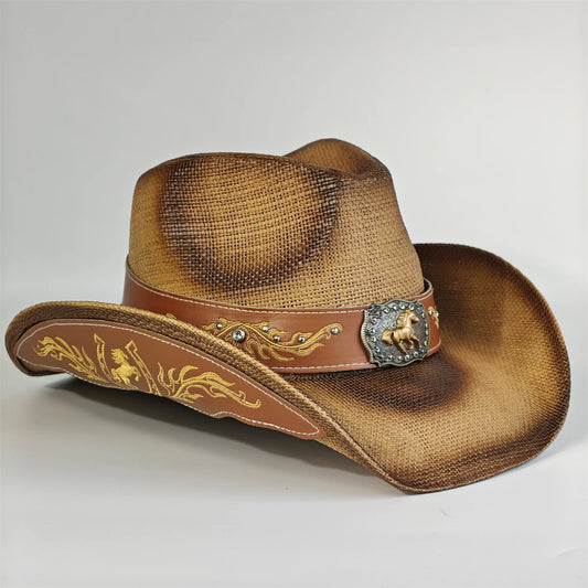 2026 Embroidery Horse Accessories Straw Cowboy Hat for Women Men – Western Sun Hat for Country Concert Rodeo and Cowgirl Hat