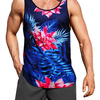 Hawaiian Style Palm Print Men's Tank Top for Summer Beach Trips - MANDOTOS INTERNATIONAL