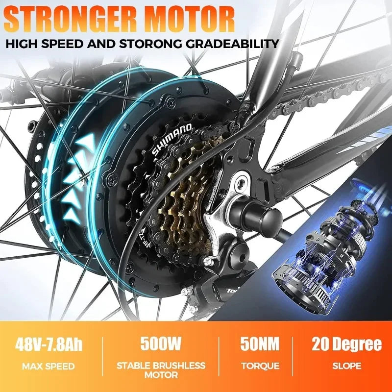 NEW Electric Bike for Adults, Electric Mountain Bike, 26" Sunshine Commuter Ebike, LCD Display, 21Speed