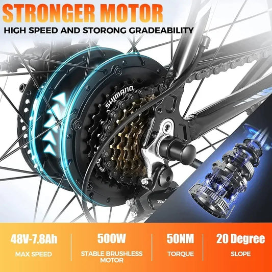 NEW Electric Bike for Adults, Electric Mountain Bike, 26" Sunshine Commuter Ebike, LCD Display, 21Speed
