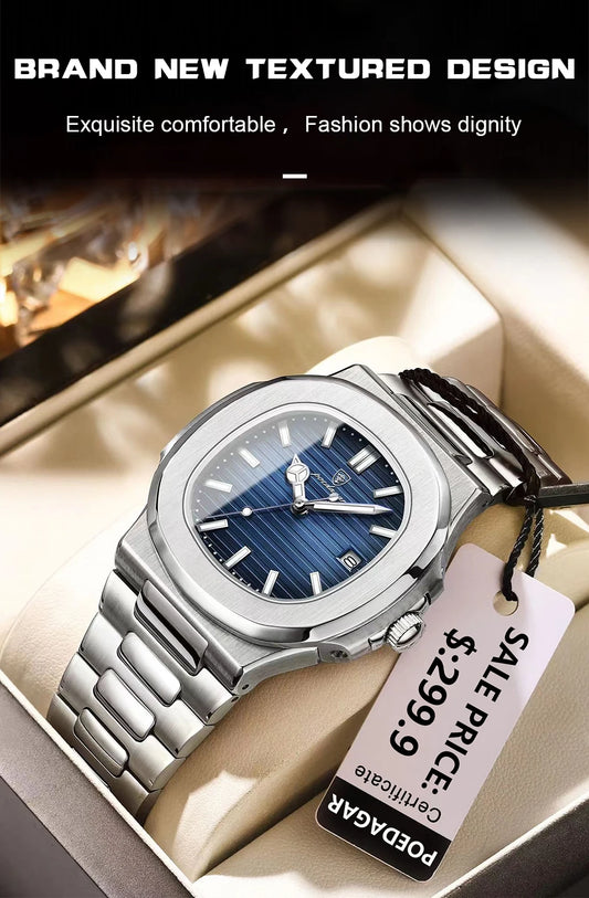 POEDAGAR Top Luxury Brand Man Watch Sports Waterproof Luminous Date Men Wristwatch Square Dial Quartz Men's Watches High Quality - MANDOTOS