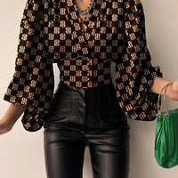Women's Blouse Sexy Irregular V Neck Blusas Fashion Lantern Sleeve Solid Autumn Elegant Streetwear Casual Loose Tunic Top