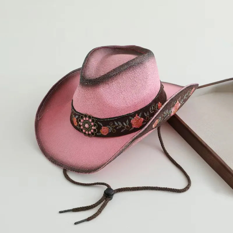 2026 Embroidery Horse Accessories Straw Cowboy Hat for Women Men – Western Sun Hat for Country Concert Rodeo and Cowgirl Hat
