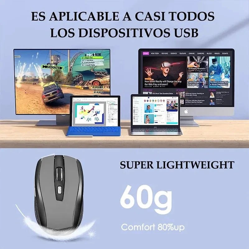 2.4G Wireless Mouse Bluetooth Mouse Ergonomic 800/1200/1600DPI 6 Mute Buttons Mouse For MacBook Tablet Laptops Computer PC MANDOTOS