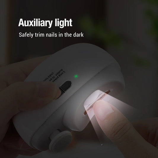 Electric Nail Clipper Grinding and Polishing with Light Automatic Nail Trimmer Rechargeable Nail Cutter Manicure for Baby Adult - MANDOTOS