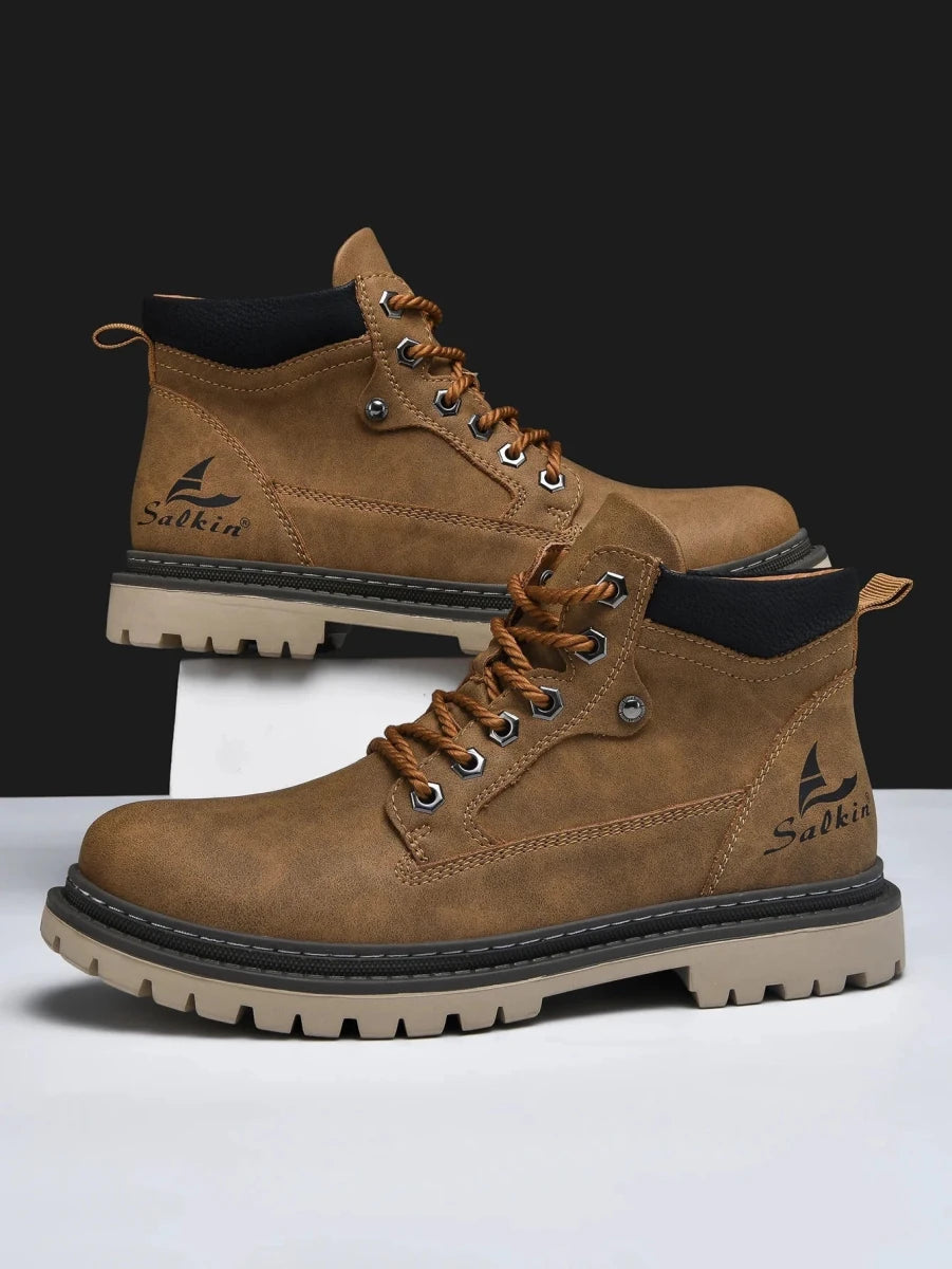 Handmade Men Boots Ankle Winter Leather Shoes Autumn Outdoor Hiking Boots Sneakers Hombres Botas High Top Footwear Anti Slip MANDOTOS