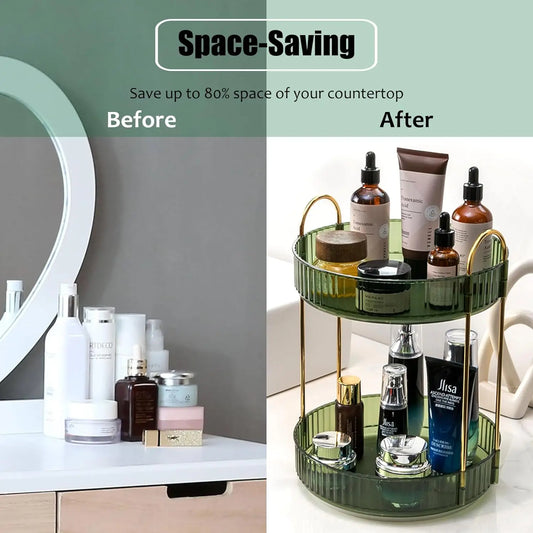 Rotating Makeup Organizer for Vanity, High-Capacity Skincare Storage Perfume Cosmetic Dresser Organizer Countertop 360 Spinning - MANDOTOS