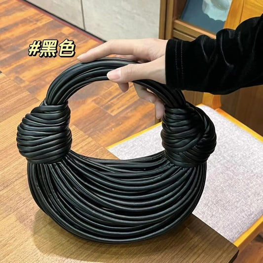 Handbags for Women 2025 New in Gold Luxury Designer Brand Handwoven Noodle Bags Rope Knotted Pulled Hobo Silver Evening Clutch - MANDOTOS