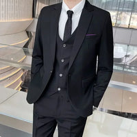 S-9XL New (Blazer+Vest+Pants) Men's Fashion Business Gentleman Professional Formal Dress Korean Version Banquet Dress Suit 6XL