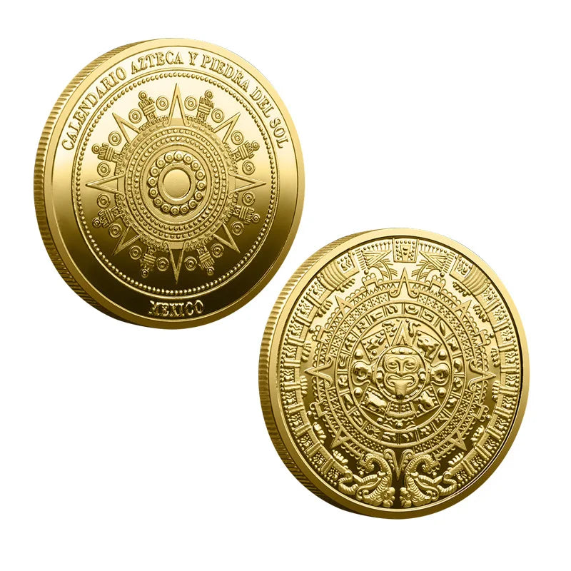 Maya Coins, Mexican Maya Souvenir Coins, Maya Calendar, Aztec Coins Commemorative