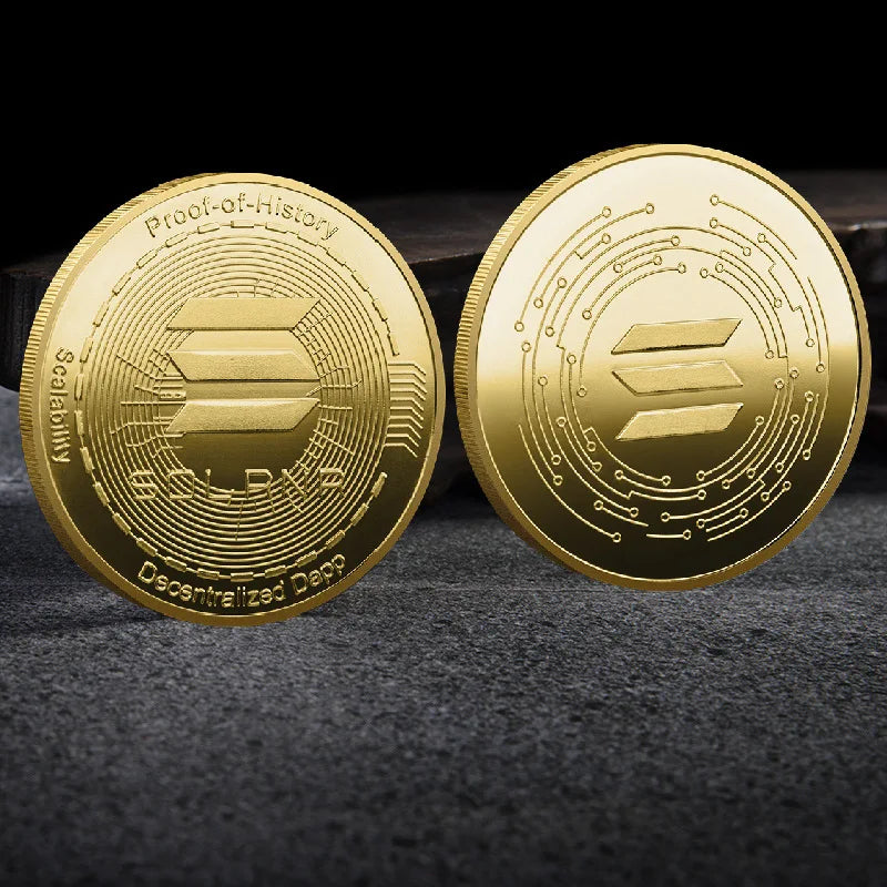 Bitcoin BTC ETH ADA XLM SHIB DOGE XRP SOL DOT LINK LTC UNI Coin Physical Metal Crypto Currency Coin Collection with Plastic Case