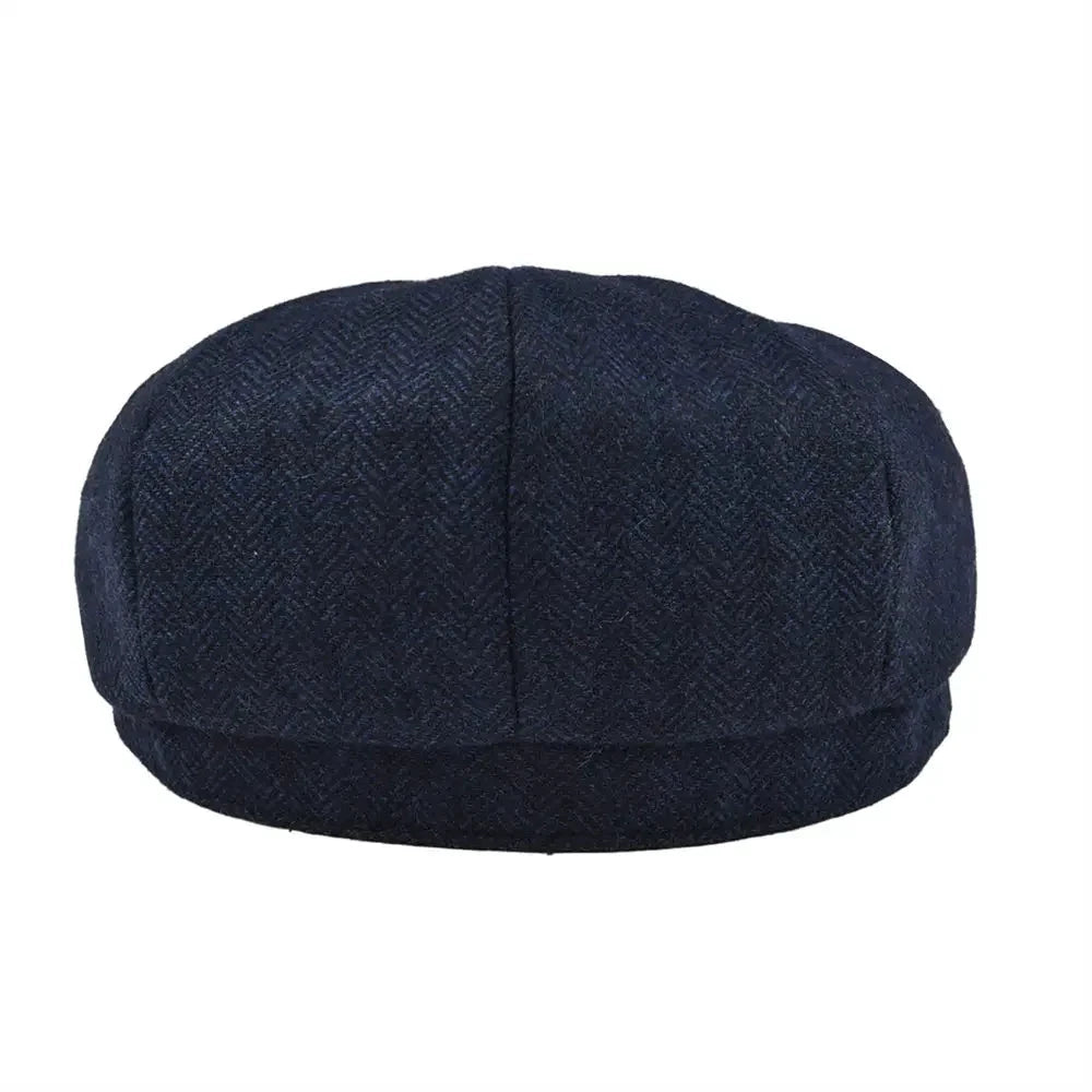Wool Bleed Herringbone Tweed Newsboy Cap Men 8-Panel Cabbie Flat Caps Gatsby Driver Beret Hat MANDOTOS