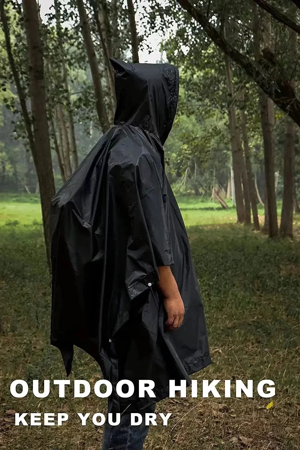 3 In 1 Outdoor Raincoat Hooded Sleeve Waterproof Rain Poncho Motorcycle Rain Cover Camping Hiking Travel Rainwear Tent