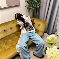 Y2K Baggy Jeans High Quality Embroidered Striped Harajuku Sweatpants Men Women Hip Hop Streetwear Casual Mopping Wide Leg Denim MANDOTOS