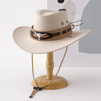 Chic Unisex Cowboy Hat for Sun Protection with Stylish Wide Brim - Fashionable Felt Cowgirl Hat - MANDOTOS INTERNATIONAL