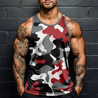Summer Men Classic Camo Print Fitness Tank Top Gym Sports Loose Breathable Soft Sleeveless Top Fashion Simple Men's Vest Tee MANDOTOS