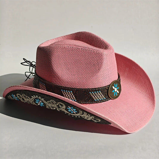 2026 Embroidery Horse Accessories Straw Cowboy Hat for Women Men – Western Sun Hat for Country Concert Rodeo and Cowgirl Hat