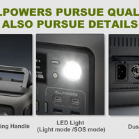 ALLPOWERS Portable Power Station R600, 299Wh LiFeP04 Battery with 2x 600W (1200W Surge) AC Outlets for Outdoor Camping RV Home