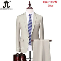 M-6XL 15 Colors ( Jacket+Vest+Pants ) Formal Business Office Men's Suits Groom Wedding Dress Party Dress Solid color Suit