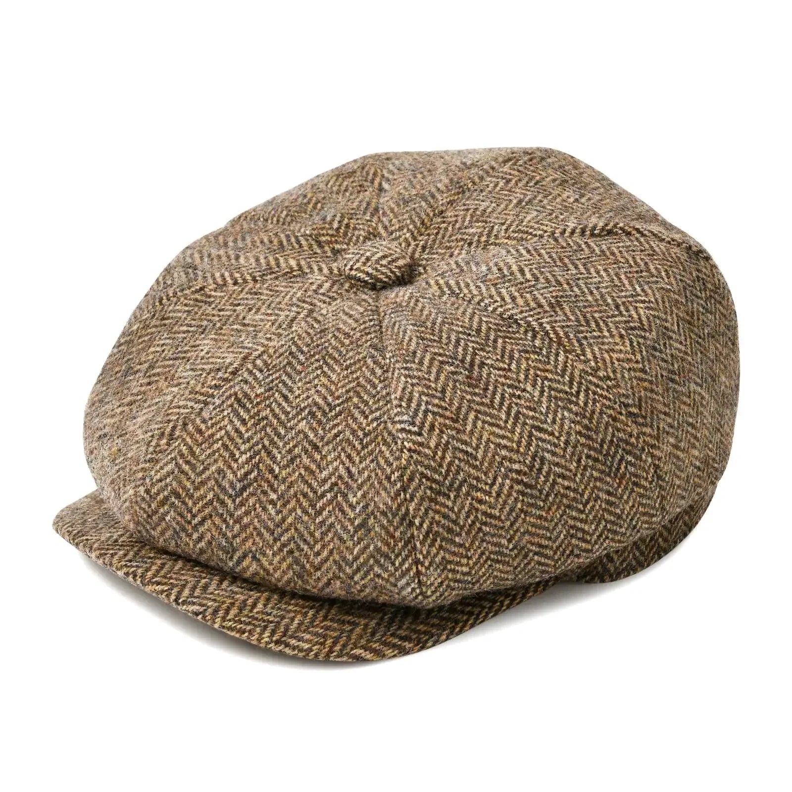 Wool Bleed Herringbone Tweed Newsboy Cap Men 8-Panel Cabbie Flat Caps Gatsby Driver Beret Hat MANDOTOS