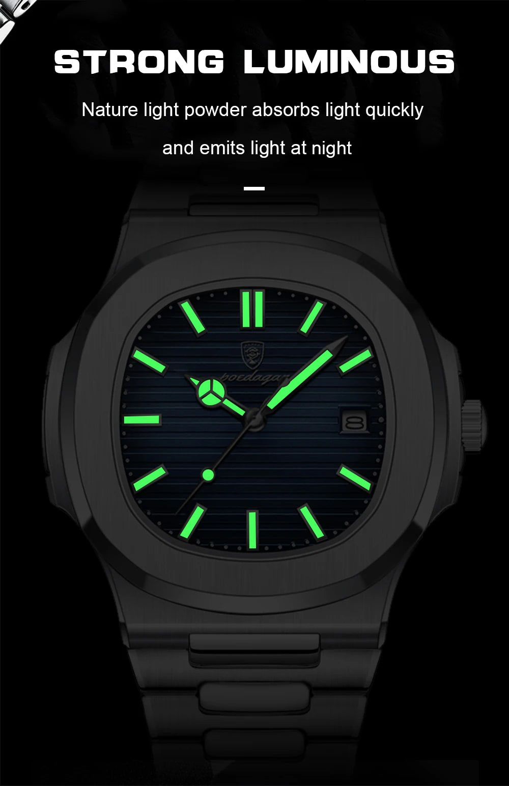POEDAGAR Top Luxury Brand Man Watch Sports Waterproof Luminous Date Men Wristwatch Square Dial Quartz Men's Watches High Quality - MANDOTOS