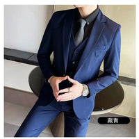S-9XL New (Blazer+Vest+Pants) Men's Fashion Business Gentleman Professional Formal Dress Korean Version Banquet Dress Suit 6XL