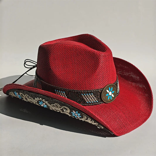 2026 Embroidery Horse Accessories Straw Cowboy Hat for Women Men – Western Sun Hat for Country Concert Rodeo and Cowgirl Hat