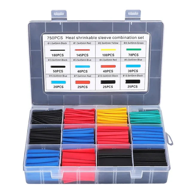 127-750pcs Heat-shrink Tubing Thermoresistant Tube Heat Shrink Wrapping Kit Electrical Connection Wire Cable Insulation Sleeving - MANDOTOS