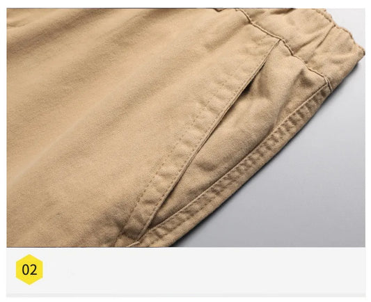 Large Pocket Loose Overalls Men's Outdoor Sports Jogging Tactical Pants Elastic Waist Pure Cotton Casual Work Pants - MANDOTOS