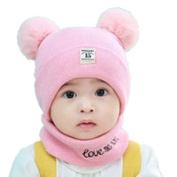 Winter Children Warm Baby Knitted Hats with Pom Pom Kids Knit Beanie Hats Solid Color Children's Hat for Boys Girls Accessories