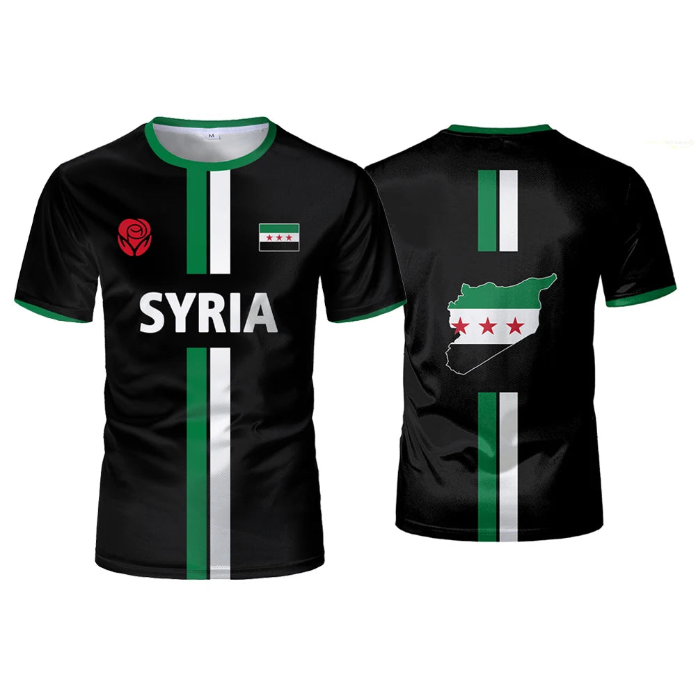 Syrian Flag Map Print Football T-Shirt - Men's & Kid's Summer Tops - MANDOTOS INTERNATIONAL
